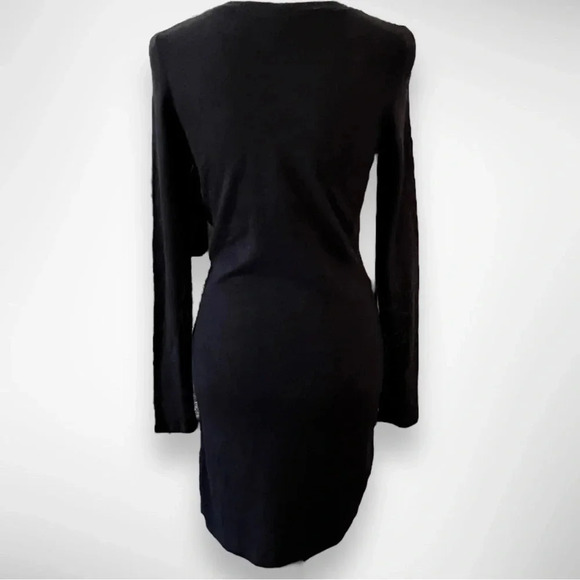 BY & BY Women's Black Long Sleeve Knit Dress With Tie Waist Medium | NWT‎ - Picture 2 of 12